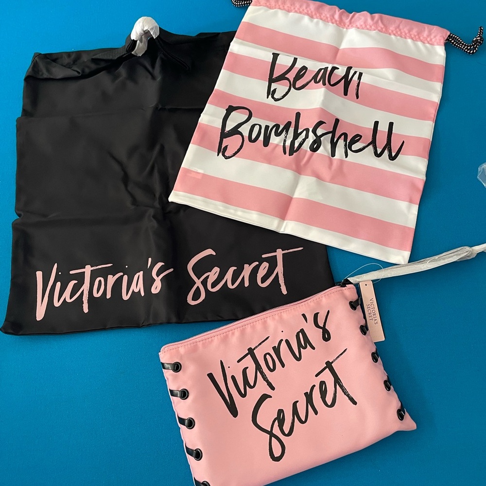 NWT Victoria's Secret Pink Beach Pouch Set